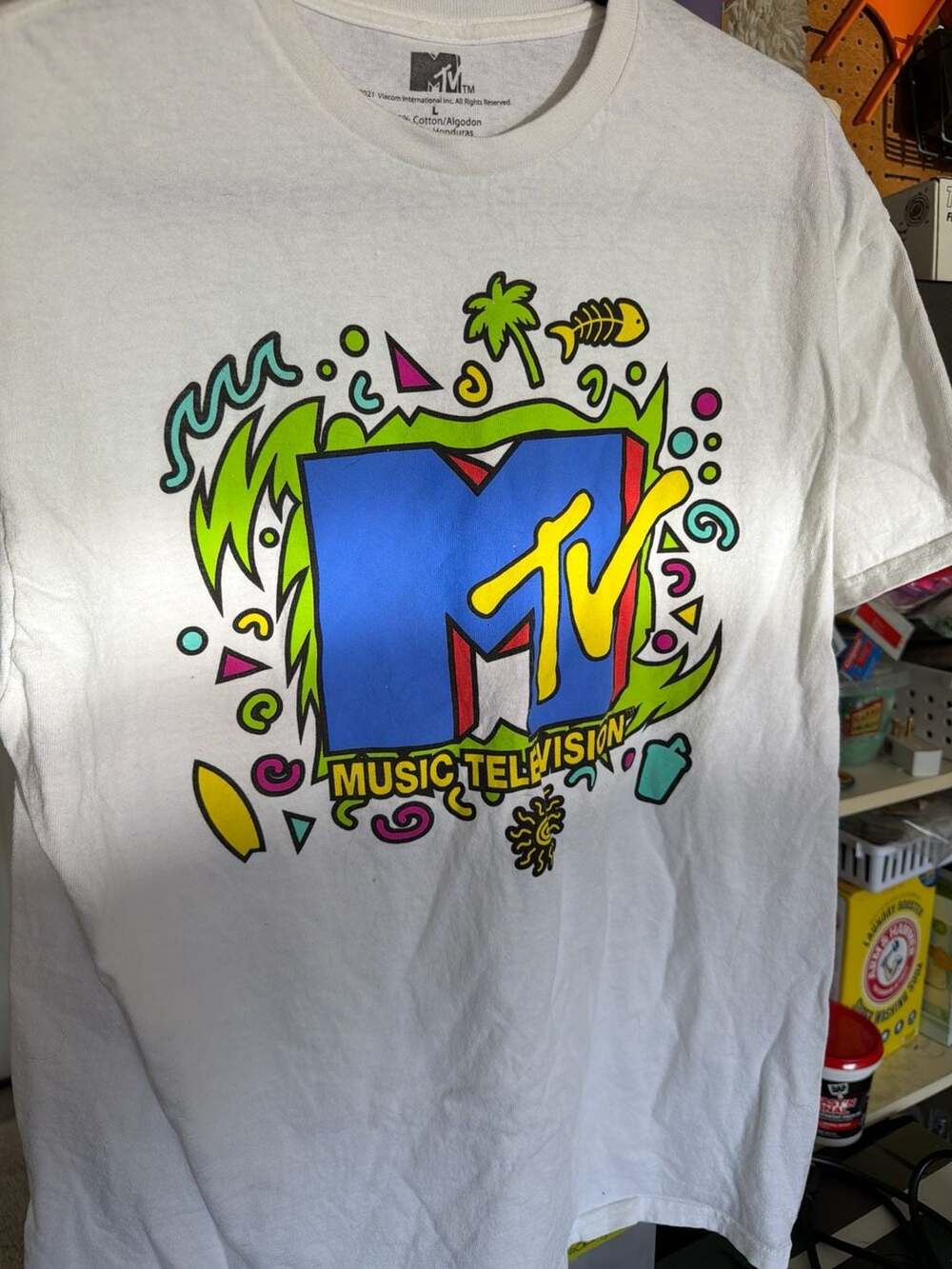 MTV Retro 90s Style Graphic Logo White T-Shirt Size L